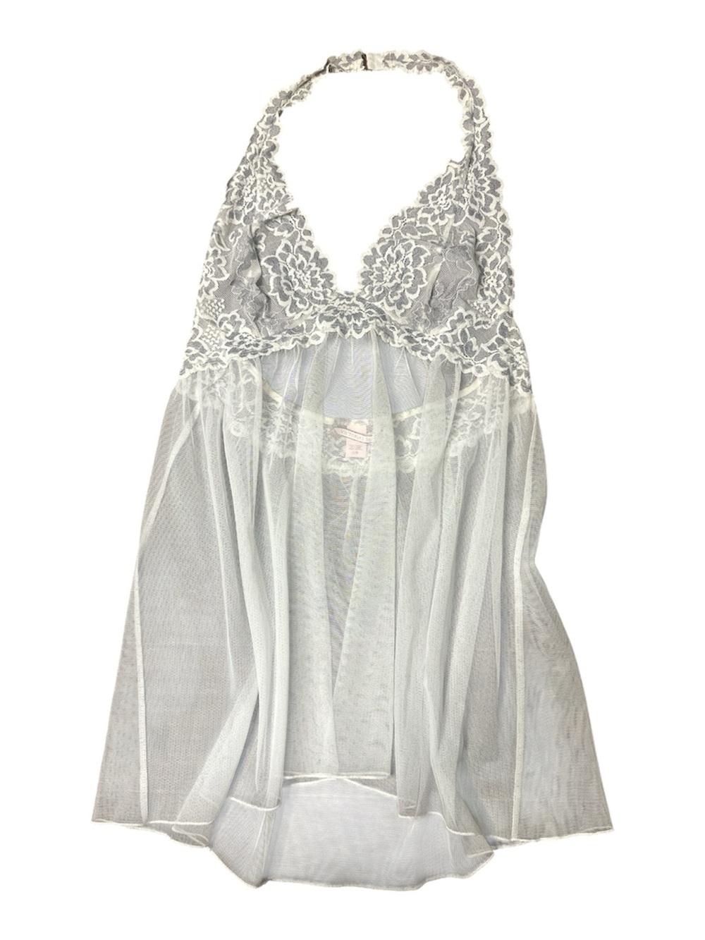 Victoria's Secret Silver-Gray Lace Halter Babydoll